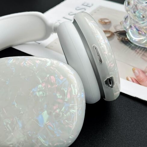 حافظة Bling Glitter Pearls متوافقة مع Airpods Max مع مجموعة منظف، ملحقات شل مبهرة فاخرة لطيفة لـ Airpod Max، غطاء حماية من السيليكون الناعم المقاوم للخدش ومقاوم للصدمات in Saudi Arabia