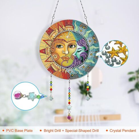 SJUTOUCI Diamond Art Painting Kits for Adults, DIY Wolf Dreamcatcher Diamond Art Wind Chime Hanging Ornaments Gem Crafts Home Decor Gift in Saudi Arabia