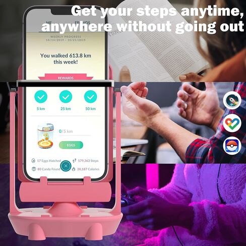 Orzero Steps Counter Compatible for Po-ke-mon Go Walker Phone Swing Accessories Cellphone Pedometer (USB Cable) (Easy Installation) (Mute Version) Egg hatcher Rocker Quick Steps Earning Device - Black in Saudi Arabia