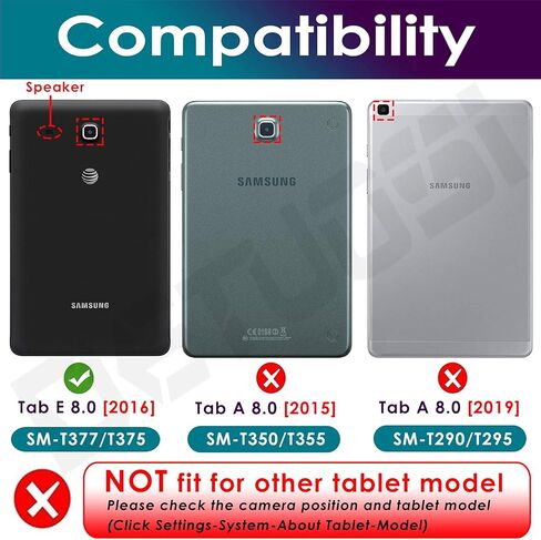 DETUOSI Shockproof Case for Samsung Galaxy Tab E 8.0" 2016 (SM-T377A/ T377V/ T378), 3-Layers Hybrid Heavy Duty Armor Multi-Angle Kickstand Protective Cover for Samsung Galaxy Tab E 8.0" Case for Kids in Saudi Arabia