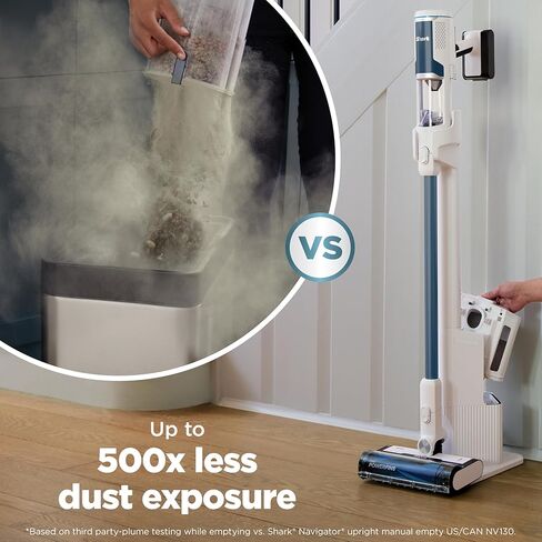 شارك نظيفة وفارغة - مكنسة كهربائية لاسلكية خفيفة الوزن مع فلتر هيبا، شفط قوي، محمولة، قابلة لإعادة الشحن، نظام التفريغ التلقائي، مكنسة كهربائية لشعر الحيوانات الأليفة والسجاد والأرضيات الصلبة، أبيض، BU3521 in Kuwait