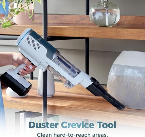 شارك نظيفة وفارغة - مكنسة كهربائية لاسلكية خفيفة الوزن مع فلتر هيبا، شفط قوي، محمولة، قابلة لإعادة الشحن، نظام التفريغ التلقائي، مكنسة كهربائية لشعر الحيوانات الأليفة والسجاد والأرضيات الصلبة، أبيض، BU3521 in Kuwait