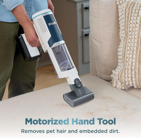 شارك نظيفة وفارغة - مكنسة كهربائية لاسلكية خفيفة الوزن مع فلتر هيبا، شفط قوي، محمولة، قابلة لإعادة الشحن، نظام التفريغ التلقائي، مكنسة كهربائية لشعر الحيوانات الأليفة والسجاد والأرضيات الصلبة، أبيض، BU3521 in Kuwait
