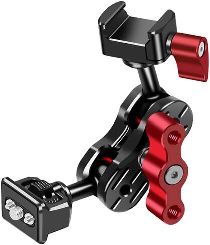 Dual Head Magic Arm with 20mm Ballhead NATO Clamp Cold Shoe Mount 1/4 Screw Universal Bracket Magic Hand for DSLR Camera Cage Bracket (NATO Ballhead) in Saudi Arabia