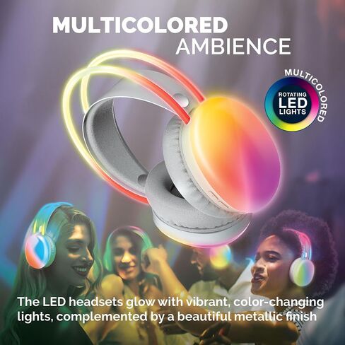 Brookstone Wireless Silent Disco Headphones, Multicolor LED Lights, Bluetooth 5.0, Up to 10 Hours of Playtime, 4 Pack in Saudi Arabia