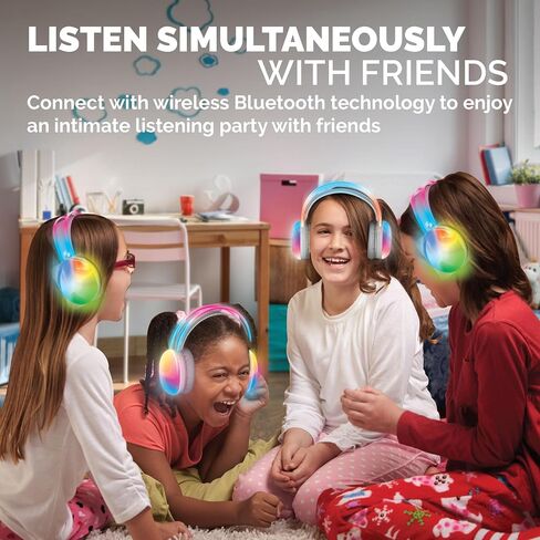 Brookstone Wireless Silent Disco Headphones, Multicolor LED Lights, Bluetooth 5.0, Up to 10 Hours of Playtime, 4 Pack in Saudi Arabia