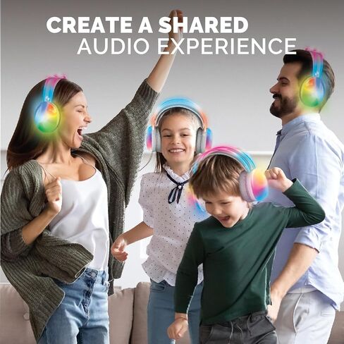Brookstone Wireless Silent Disco Headphones, Multicolor LED Lights, Bluetooth 5.0, Up to 10 Hours of Playtime, 4 Pack in Saudi Arabia