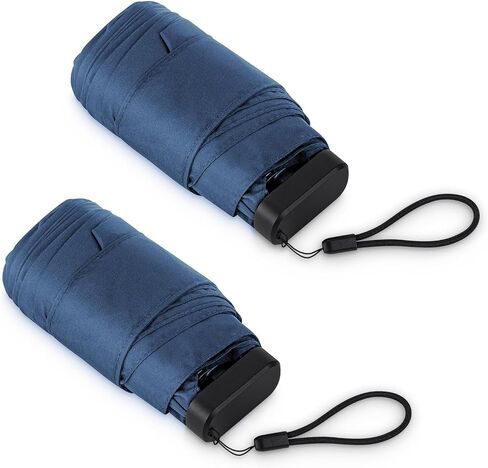 LEAGERA Mini Umbrella For Purse - Open Diameter 35inch, Small Travel Umbrella Compact Mini Waterproof Umbrellas for Rain, Suitable for Women Purse and Pocket, Manual-Opening, Dark Blue,1 Pack in Kuwait