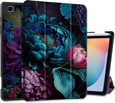 MEEgoodo for Samsung Galaxy Tab S6 Lite 10.4 inch Case 2022 2020 with S Pen Holder, Smart Tablet Cover with Trifold Stand + Soft TPU Back Shell + Auto Wake/Sleep, Beautiful Fantasy Flower in Saudi Arabia