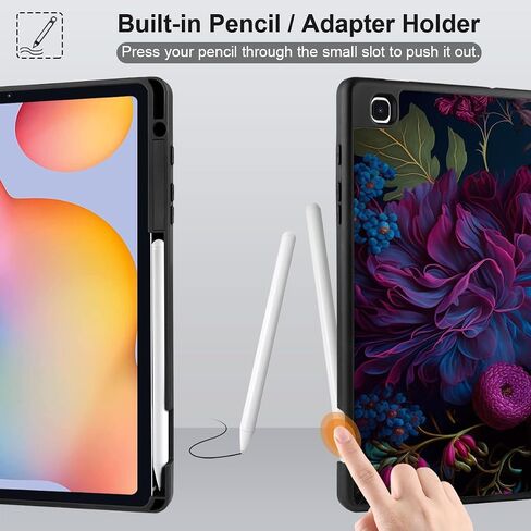 MEEgoodo for Samsung Galaxy Tab S6 Lite 10.4 inch Case 2022 2020 with S Pen Holder, Smart Tablet Cover with Trifold Stand + Soft TPU Back Shell + Auto Wake/Sleep, Beautiful Fantasy Flower in Saudi Arabia