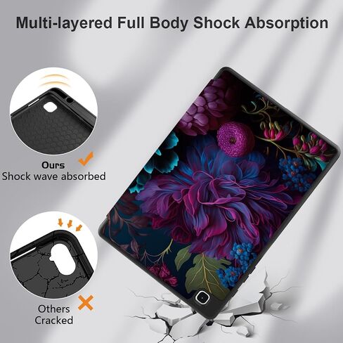 MEEgoodo for Samsung Galaxy Tab S6 Lite 10.4 inch Case 2022 2020 with S Pen Holder, Smart Tablet Cover with Trifold Stand + Soft TPU Back Shell + Auto Wake/Sleep, Beautiful Fantasy Flower in Saudi Arabia