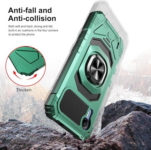 for Cricket Debut S2 Case, Att Calypso 4 Case with Tempered Glass Screen Protector,Ring Kickstand,Military Grade Heavy Duty Shockproof Protective Debut S2 Cover (Navy) in Kuwait