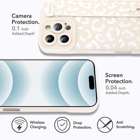 حافظة MOWIME متوافقة مع iPhone 16 Pro Max مع حزام معصم، حافظة واقية ناعمة مقاومة للصدمات من مادة TPU للنساء والفتيات، حافظة نحيفة مضادة للخدش لهاتف iPhone 16 Pro Max 6.9 بوصة، أبيض in Kuwait