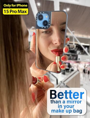 Mirror Case for iPhone 15 Pro Max (ONLY) with Shockproof Soft Corners, Bye Bye Pocket Mirror, Cute Slim case for Girls and Womens in Saudi Arabia