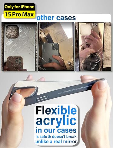 Mirror Case for iPhone 15 Pro Max (ONLY) with Shockproof Soft Corners, Bye Bye Pocket Mirror, Cute Slim case for Girls and Womens in Saudi Arabia