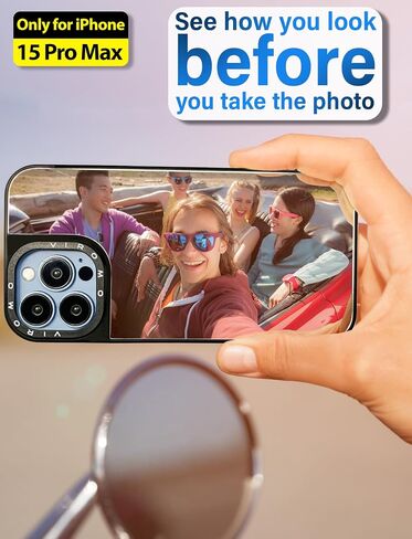 Mirror Case for iPhone 15 Pro Max (ONLY) with Shockproof Soft Corners, Bye Bye Pocket Mirror, Cute Slim case for Girls and Womens in Saudi Arabia