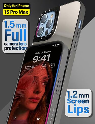 Mirror Case for iPhone 15 Pro Max (ONLY) with Shockproof Soft Corners, Bye Bye Pocket Mirror, Cute Slim case for Girls and Womens in Saudi Arabia