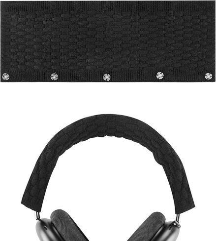 Geekria Knit Fabric Headband Cover Compatible with Cushion APPL AirPods Max Headphones, Head Top Cushion Pad Protector, Sweat Cover, Replacement Repair Part, Easy DIY Installation (Black L) in Saudi Arabia