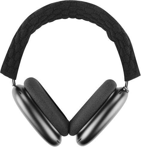 Geekria Knit Fabric Headband Cover Compatible with Cushion APPL AirPods Max Headphones, Head Top Cushion Pad Protector, Sweat Cover, Replacement Repair Part, Easy DIY Installation (Black L) in Saudi Arabia