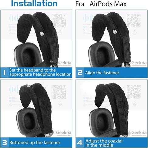 Geekria Knit Fabric Headband Cover Compatible with Cushion APPL AirPods Max Headphones, Head Top Cushion Pad Protector, Sweat Cover, Replacement Repair Part, Easy DIY Installation (Black L) in Saudi Arabia