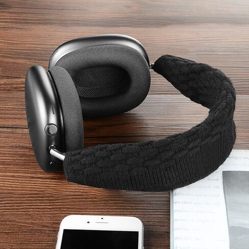 Geekria Knit Fabric Headband Cover Compatible with Cushion APPL AirPods Max Headphones, Head Top Cushion Pad Protector, Sweat Cover, Replacement Repair Part, Easy DIY Installation (Black L) in Saudi Arabia