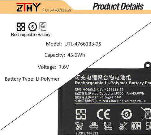 ZTHY UTL-4766133-2S استبدال بطارية الكمبيوتر المحمول لـ Evolve III Maestro-EBook11 Maestro Evolve 3 Leadpie M1 Series 7.6V 5500mAh 41.8Wh in Saudi Arabia