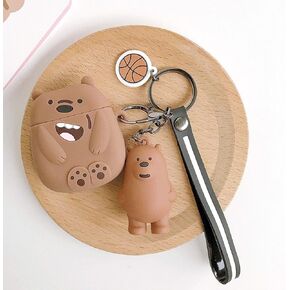 Airpods Cover Compatible with Airpods Pro Cute Character Happy Panda Bear Case Cute Soft Silicone Shockproof Durable Stylish Earphone Protective Skin with Animals Decoration Hang Rope (Panda)