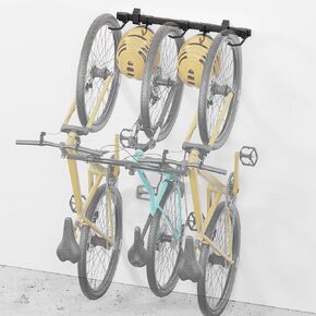 monTEK Bike Storage Rack, 3 Bike Racks & 2 Helmets Hooks for Indoor Bike Storage, Heavy-Duty Steel Bike Hangers for Garage, Bike Wall Mount Max Capacity 209lbs, 32-in