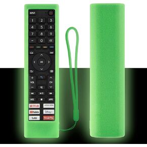 Protective Silicone Remote Case for Hisense ERF3A80 ERF3B80H ERF3I80H ERF3W80H ERF3A80 ZDA205M Remote Shockproof Washable Skin-Friendly Anti-Lost Remote Cover with Loop (Glow in Dark Green)