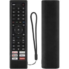 حافظة حماية من السيليكون لجهاز التحكم عن بعد Hisense ERF3A80 ERF3B80H ERF3I80H ERF3W80H ERF3A80 ZDA205M غطاء عن بعد مقاوم للصدمات وقابل للغسل وصديق للبشرة ومضاد للفقد مع حلقة (يتوهج باللون الأخضر الداكن)