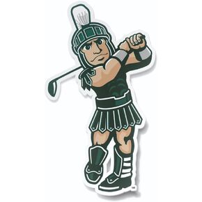 Michigan State University Sticker MSU Spartans Ready for Battle Sparty Waving Flag Heavy-Duty Car Decal for Windows, Laptops, or Water Bottles