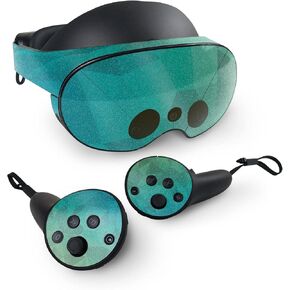 MightySkins Glossy Glitter Skin Compatible with Meta Quest Pro - Blue Green Polygon | Protective, Durable High-Gloss Glitter Finish | Easy to Apply, Remove, and Change Styles | Made in The USA