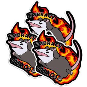Set 3PCS - Possum Embrace Chaos Choose Violence Sticker Funny Meme Possum Opossum 2" Water Assistant, Vinyl Waterproof Die-Cut Sticker for Laptop, Water Bottle, Hard Hat, Helmet, Car, Phone (2 inches)