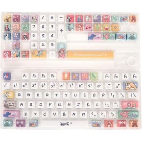 Goshyda 123 Key Mechanical Keyboard Keycaps for XDA Like Height, Ergonomic, PBT Material, Cartoon Cute, Compatible with 61/87/96/98/104/108 Mechanical Keyboards