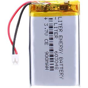 Liter 3.7V 900mAh 603048 Lipo Battery Rechargeable Lithium Polymer ion Battery Pack with JST 2.0mm Connector