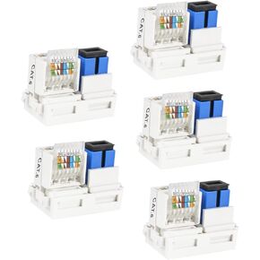 RJ45 CAT6 Keystone Jack Slim Profile UTP Female Ethernet Connector Modular for Internet Network Ethernet LAN Cable Telephone Telephone Keystone Jack, with Color Coded Wiring Schema Snap