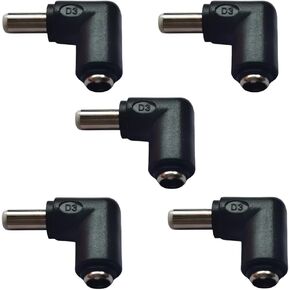 5Pcs DC Power Connector Adapter 90 Degree Angle 5.5mm x 2.5mm Male Plug to 5.5mm x 2.1mm Female Jack Coupler Conver TER for Laptop CCTV Camera Strip Lighting