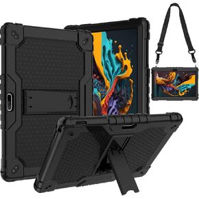 Case for Pritom M10 10 Inch Tablet/FANGOR F-X10/qunyiCO Y10/Voger priorpad X100/Digiland Tab Model: DL1036/Gateway 10.1 HD Tablet Case Hybrid Shockproof Kids Friendly with Stand (Black+Black)