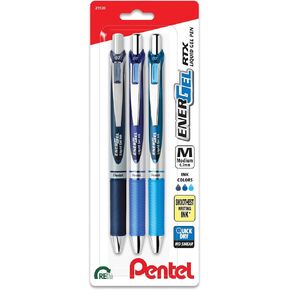 EnerGel RTX Retractable Liquid Gel Pen, 0.7mm, Camo Hue, Sepia, Black, and Forest Green Ink, Pack of 3 Pens (BL77CAMBP3M)