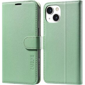 for iPhone 15 Pro Wallet Case with Card Holder [RFID Blocking][Premium Leather Folio Case][Shockproof TPU Inner Shell] Protective FILP Cover for iPhone 15 Pro 6.1 inch (Light Green)