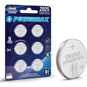 Powermax CR2032 3V Lithium Coin Cell Battery, Watch and Electronics Button Batteries, 6-Count