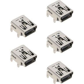 5pcs Microphone Charging Port Mini USB 5 Pin 4 Leg Dock Connector Replacement Charging Port Block Plug Compatible with Blue Yeti Classic Mic
