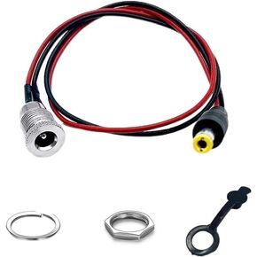 GYL 5.5 x 2.1 mm DC Plug Power Jack Socket Threaded Female Panel Mount Connector Adapter with Dustproof Plug 5.5x2.1/5.5x2.5 DC Male Socket Jack Plug with Wire