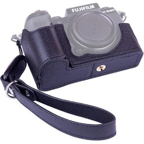 Camera Case for FUJIFILM X-S20 Half Case with Wrist Strap,Retro Style Leather Camera Case w/Fiberglass board, for Photography, Shooting, Video Creators (pink)