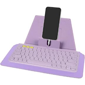 Compact Keyboard Case, Vegan Leather Travel Case, Keyboard Storage, Cell-Phone and Tablet Holder, Compatible with Logitech K380/Pebble Keys 2 K380s, Magic Keyboard (Purple)