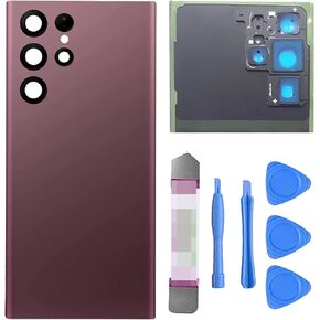 LiXiongBao Galaxy S22 Ultra Back Glass Replacement for Samsung Galaxy S22 Ultra 5G SM-S908U Back Glass Cover with Pre-Installed Camera Lens and Adhesive, with Repair Tool Kits(Phantom Black)