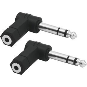 4Pcs Right Angle 1/4" to 1/8" Audio Adaptor, 90 Degree TRS 3 Pole Stereo 1/4inch 6.35mm Male to 1/8inch 3.5mm Female Audio Plug Jack Connector Converter