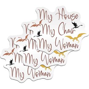 (3PCS) MY HOUSE MY CHAIR My Woman Sticker Iron Flame Sticker Fourth Wing Dragon Fantasy Books Fantasy Romance Booktok Die-Cut Waterproof Vinyl Sticker for Laptop Water Bottle Phone Case Car (3 Inches)