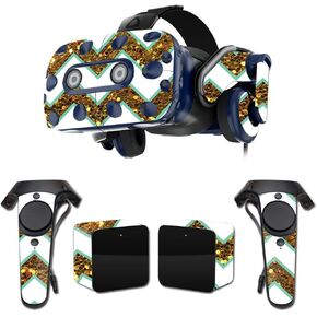 غلاف MightySkins متوافق مع سماعة الرأس HTC Vive Pro VR - Glitzy Chevron | غطاء ملتف واقٍ ومتين وفريد ​​من نوعه من الفينيل | سهل التطبيق والإزالة وتغيير الأنماط | صنع في الولايات المتحدة الأمريكية