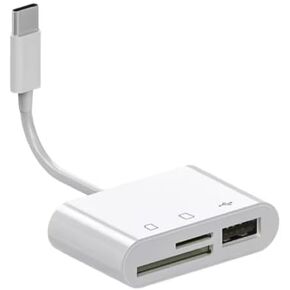 USB C SD Card Reader 3 in 1 Type C USB Camera Card Reader Adapter with SD Micro SD USB 3 Ports for iPhone, MacBook Pro/Air, Chromebook, Galaxy and More USB-C Device, White